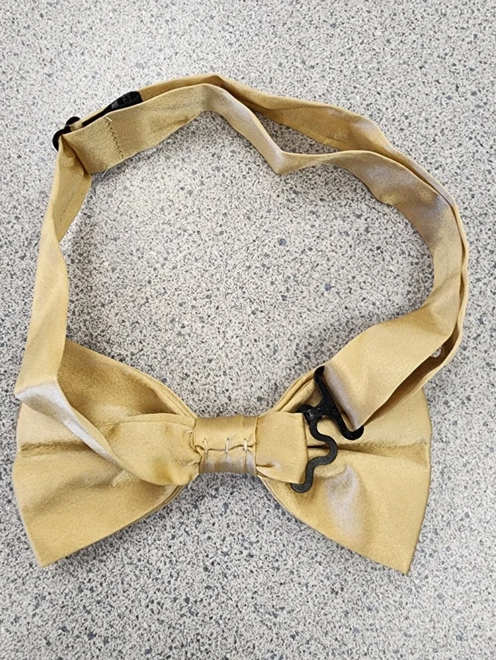 Metallic Gold Satin Pre-Tied Adjustable Bow Tie Formal Wear